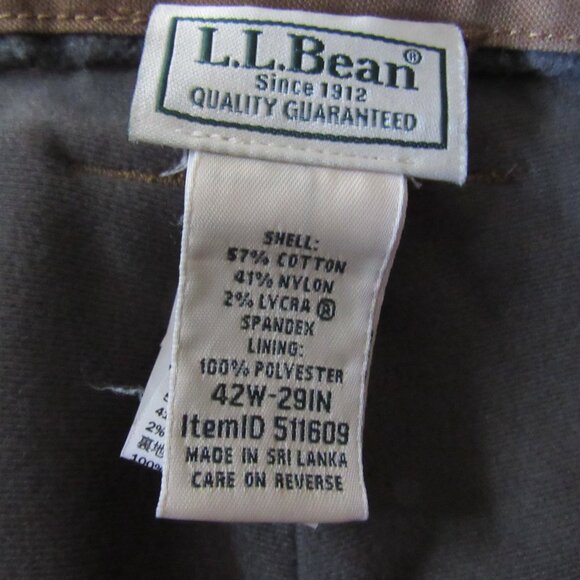 Brown Fleece Lined Pants Stretch Insulated 40 LL Bean Pants Men 40x29 Vintage - Picture 8 of 16